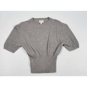 NWT Francesca's Jun & Ivy Heather‎ Gray Beaded Crop Top Ribbed Sweater Womens XL
